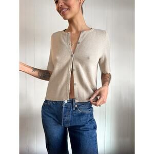 Tan Short Sleeve Cardigan SOFT Size SMALL